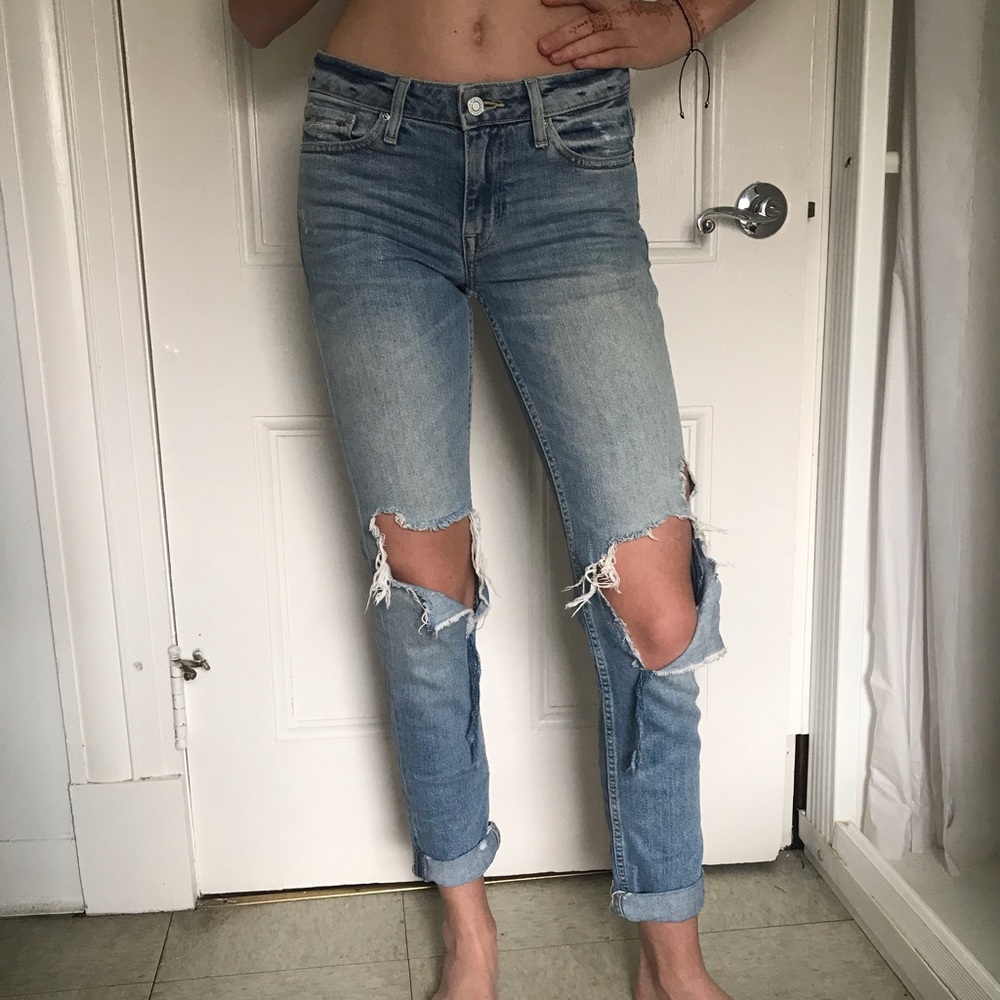 High Waisted Ripped Jeans